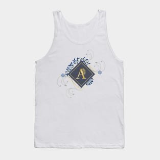 A blue and gold initial monogram. Tank Top